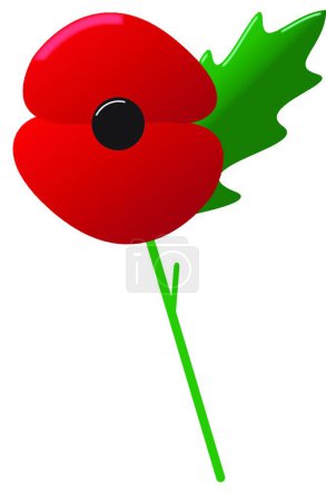 Illustration for Poppy With Leaf vector illustration - Royalty Free Image