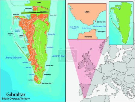 Téléchargez les illustrations : Gibraltar carte, web illustration simple - en licence libre de droit