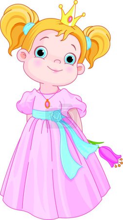 Illustration for "Cute Little Princess Holds Flower" - Royalty Free Image