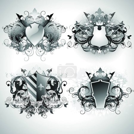 Ilustración de Escudos conjunto, ilustración vectorial diseño simple - Imagen libre de derechos