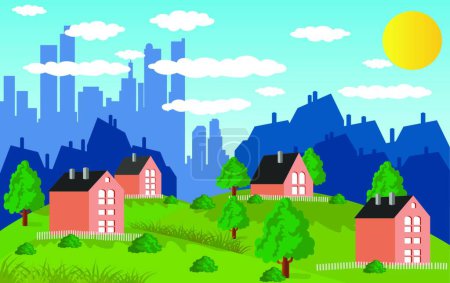 Illustration for Cartoon art of property, Real Estate house construction - Royalty Free Image