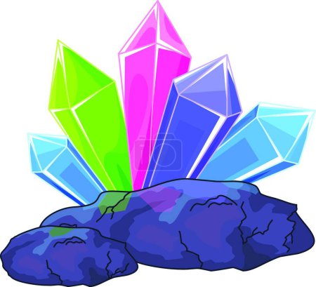 Téléchargez les illustrations : Cristal de quartz, illustration vectorielle design simple - en licence libre de droit