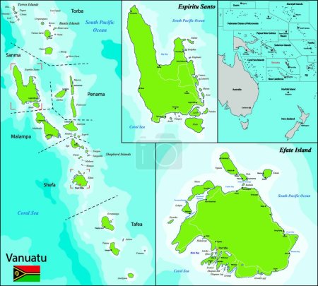 Ilustración de Vanuatu mapa, vector ilustración diseño simple - Imagen libre de derechos