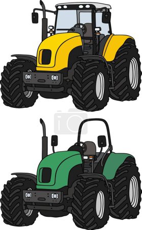 Téléchargez les illustrations : Tracteurs, illustration vectorielle design simple - en licence libre de droit