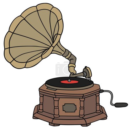 Téléchargez les illustrations : Gramophone vintage, illustration vectorielle design simple - en licence libre de droit