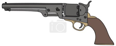 Illustration for Old american revolver, vector illustration simple design - Royalty Free Image