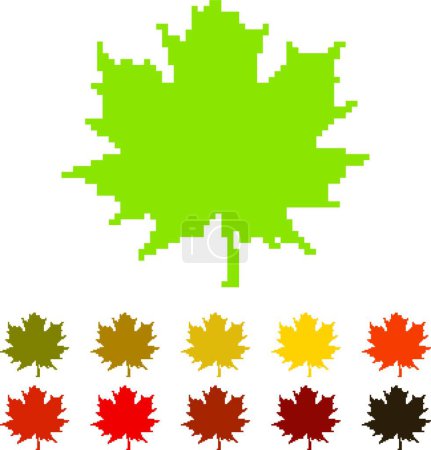 Illustration for Pixel maple leaf, vector illustration simple design - Royalty Free Image