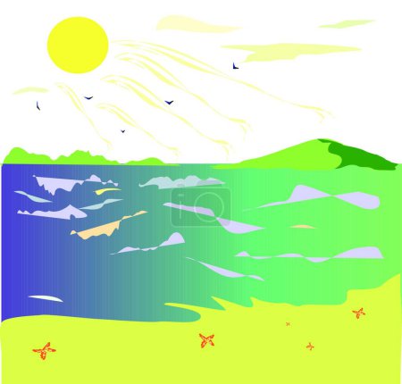 Illustration for Illustration of the Beach Sea - Royalty Free Image