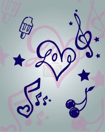 Illustration for Illustration of the Love and music - Royalty Free Image