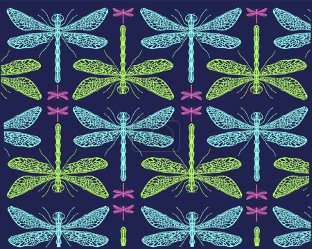 Ilustración de Ilustración del patrón de libélulas - Imagen libre de derechos