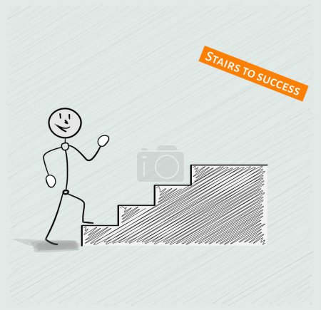 Illustration for "man and stairs to success vector illustration" - Royalty Free Image