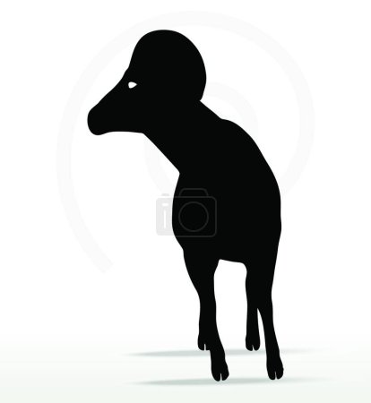 Téléchargez les illustrations : Grande corne de mouton silhouette en tête torsadée pose - en licence libre de droit