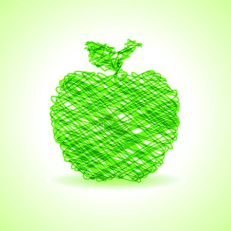 Illustration for Sketched green apple design stock vector - Royalty Free Image