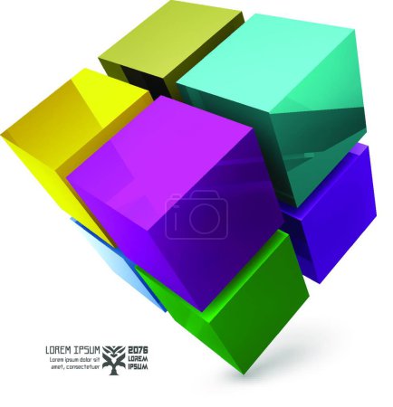 Téléchargez les illustrations : Cubes, illustration 3D colorée - en licence libre de droit