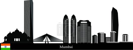 Illustration for Mumbai city skyline vector illustration - Royalty Free Image