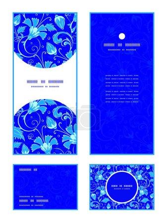 Illustration for Vector dark blue turkish floral vertical frame pattern - Royalty Free Image