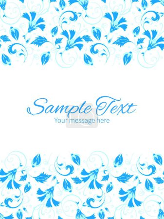 Téléchargez les illustrations : Bleu foncé turque floral vertical double bordure cadre - en licence libre de droit