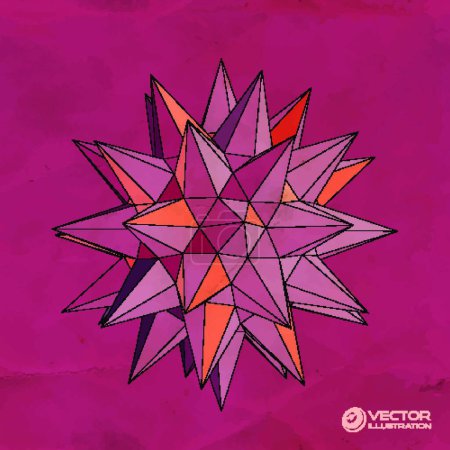 Illustration for 3D geometric shapes, colored vector illustration - Royalty Free Image