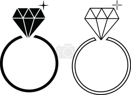 Téléchargez les illustrations : Illustration de la bague de fiançailles Diamant - en licence libre de droit