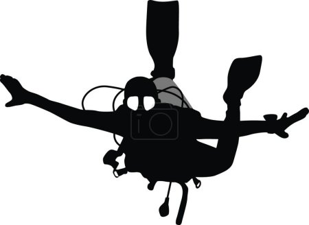 Illustration for "Black silhouette scuba divers. Vector illustration." - Royalty Free Image