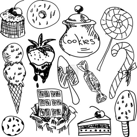 Illustration for Illustration of the Drawn sweet food - Royalty Free Image