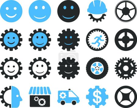 Photo for Tools and Smile Gears Icons - Royalty Free Image