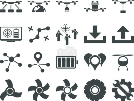 Illustration for Air drone and quadcopter tool icons - Royalty Free Image