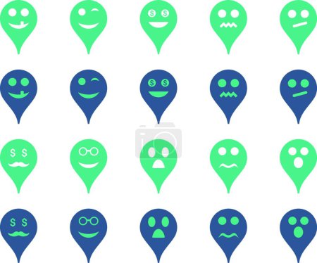 Ilustración de "Iconos de marcador de mapa de emoción
." - Imagen libre de derechos