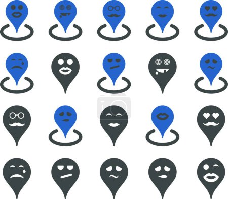 Illustration for Smiled location icons, vector set on white background - Royalty Free Image