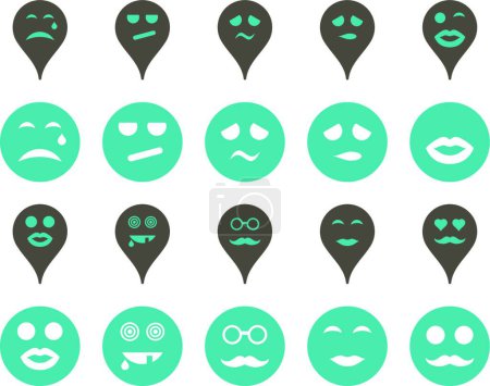 Illustration for "Smiles, map markers icons" - Royalty Free Image