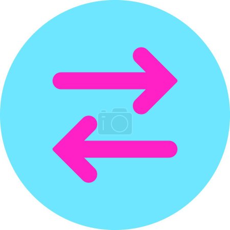 Téléchargez les illustrations : Flip Horizontal plat rose et bleu couleurs bouton rond - en licence libre de droit