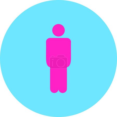 Téléchargez les illustrations : "Homme plat rose et bleu couleurs bouton rond
" - en licence libre de droit