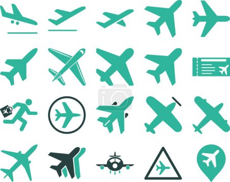 Téléchargez les illustrations : "Aviation Icon Set vector illustration" - en licence libre de droit