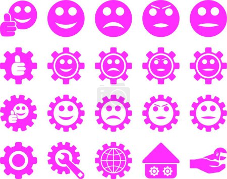 Téléchargez les illustrations : Paramètres et icônes Smile Gears - en licence libre de droit