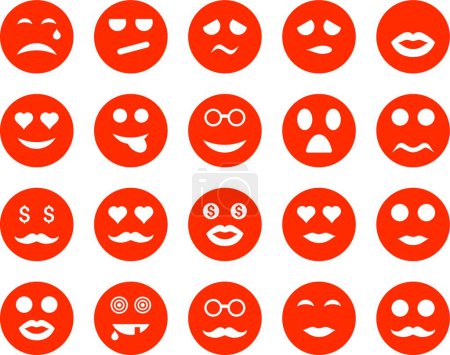 Téléchargez les illustrations : Icônes sourire et émotion - en licence libre de droit