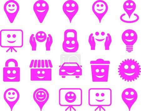 Illustration for Tools, options, smiles, objects icons, graphic vector illustration - Royalty Free Image