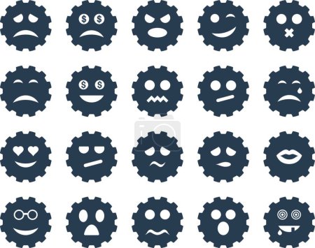 Illustration for Gear emotion icons, graphic vector illustration - Royalty Free Image