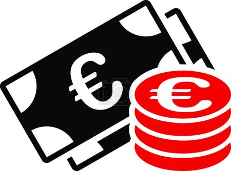 Ilustración de Icono de efectivo en euros, ilustración vectorial - Imagen libre de derechos