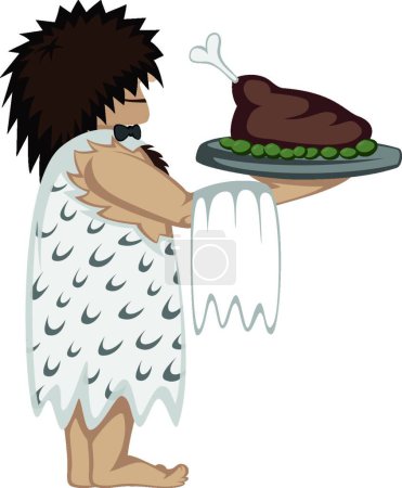 Illustration for Paleo waiter, graphic vector illustration - Royalty Free Image