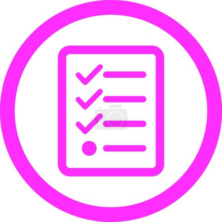 Téléchargez les illustrations : "Liste de contrôle icône vectorielle arrondie de couleur rose plat
" - en licence libre de droit
