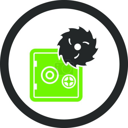 Photo for "Hacking theft flat eco green and gray colors rounded vector icon" - Royalty Free Image