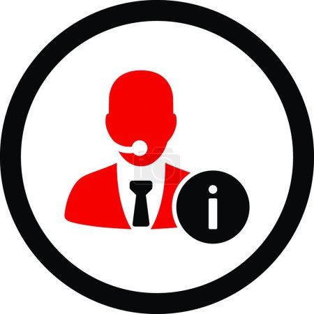 Téléchargez les illustrations : "Bureau d'assistance rouge intense plat et icône vectorielle arrondie de couleurs noires
" - en licence libre de droit