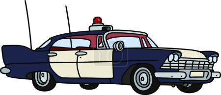 Téléchargez les illustrations : Vieille voiture de police, illustration vectorielle graphique - en licence libre de droit