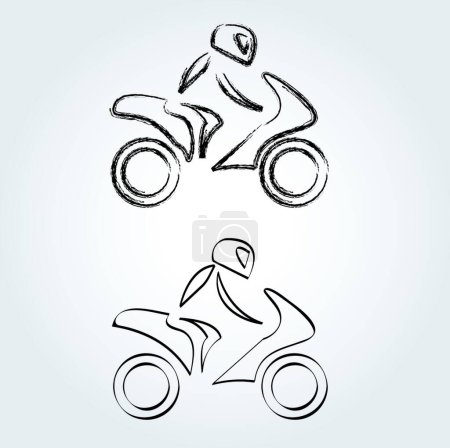 Téléchargez les illustrations : Un motard sur une moto avec effet croquis - en licence libre de droit