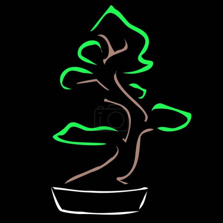 Illustration for Abstract bonsai drawing, graphic vector illustration - Royalty Free Image