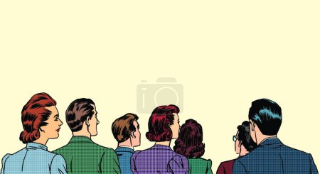 Illustration for Crowd spectators stand back, graphic vector illustration - Royalty Free Image