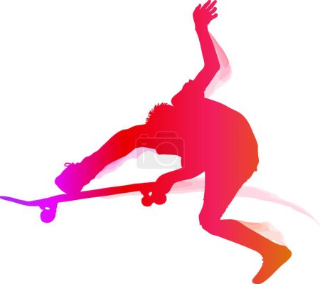 Illustration for Skaterboarder performing a trick, graphic vector illustration - Royalty Free Image
