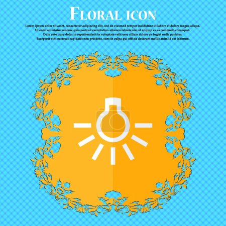 Illustration for "light bulb. Floral flat design on a blue abstract background with place for your text. Vector" - Royalty Free Image