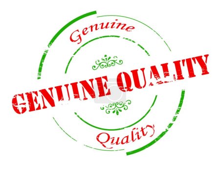 Illustration for "Genuine quality" text in stamp style, stamped on white background - Royalty Free Image