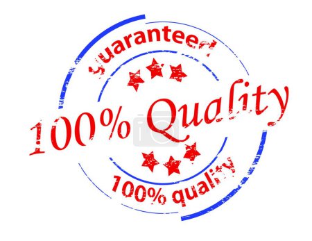 Illustration for "Guaranteed quality" text in stamp style, stamped on white background - Royalty Free Image